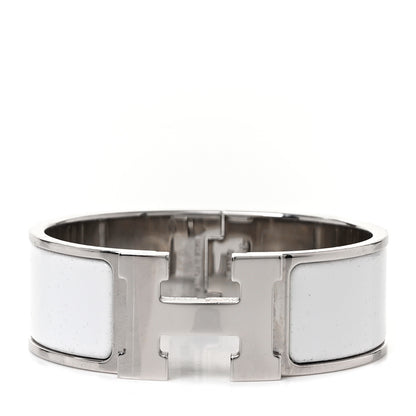 Hermes Enamel Wide Clic Clac H Bracelet PM White 1 of 4