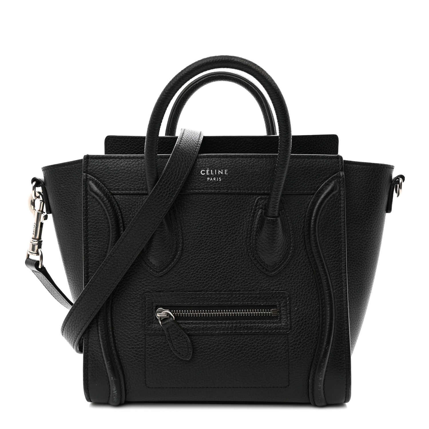 Celine Drummed Calfskin Nano Luggage Black 1 of 19