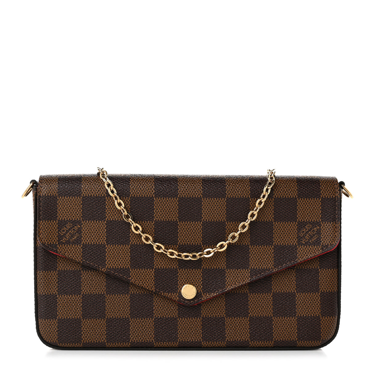 Louis Vuitton Damier Ebene Pochette Felicie Chain Wallet 1 of 11