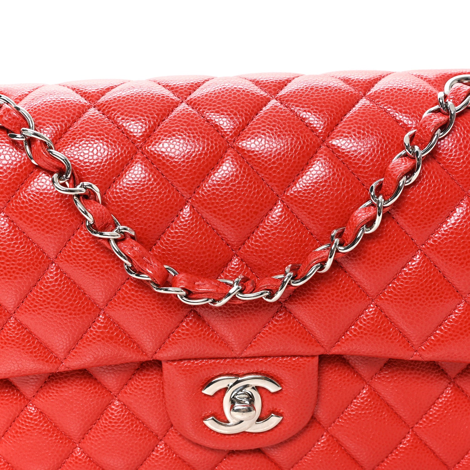 Chanel Caviar Quilted Medium Double Flap Red 7 of 10
