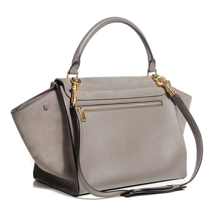 Celine Nubuck Crocodile Embossed Medium Trapeze Grey 3 of 10