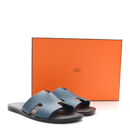 Hermes Epsom Izmir Sandals 40.5 Bleu Canard 10 of 10