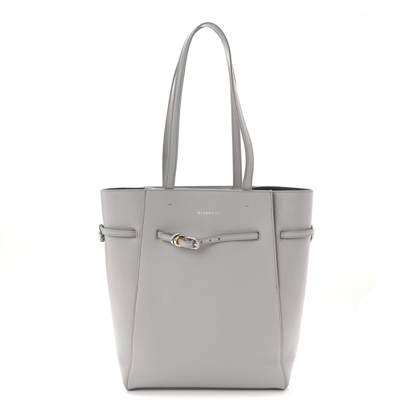 Calfskin Voyou Small North South Tote  Light Grey