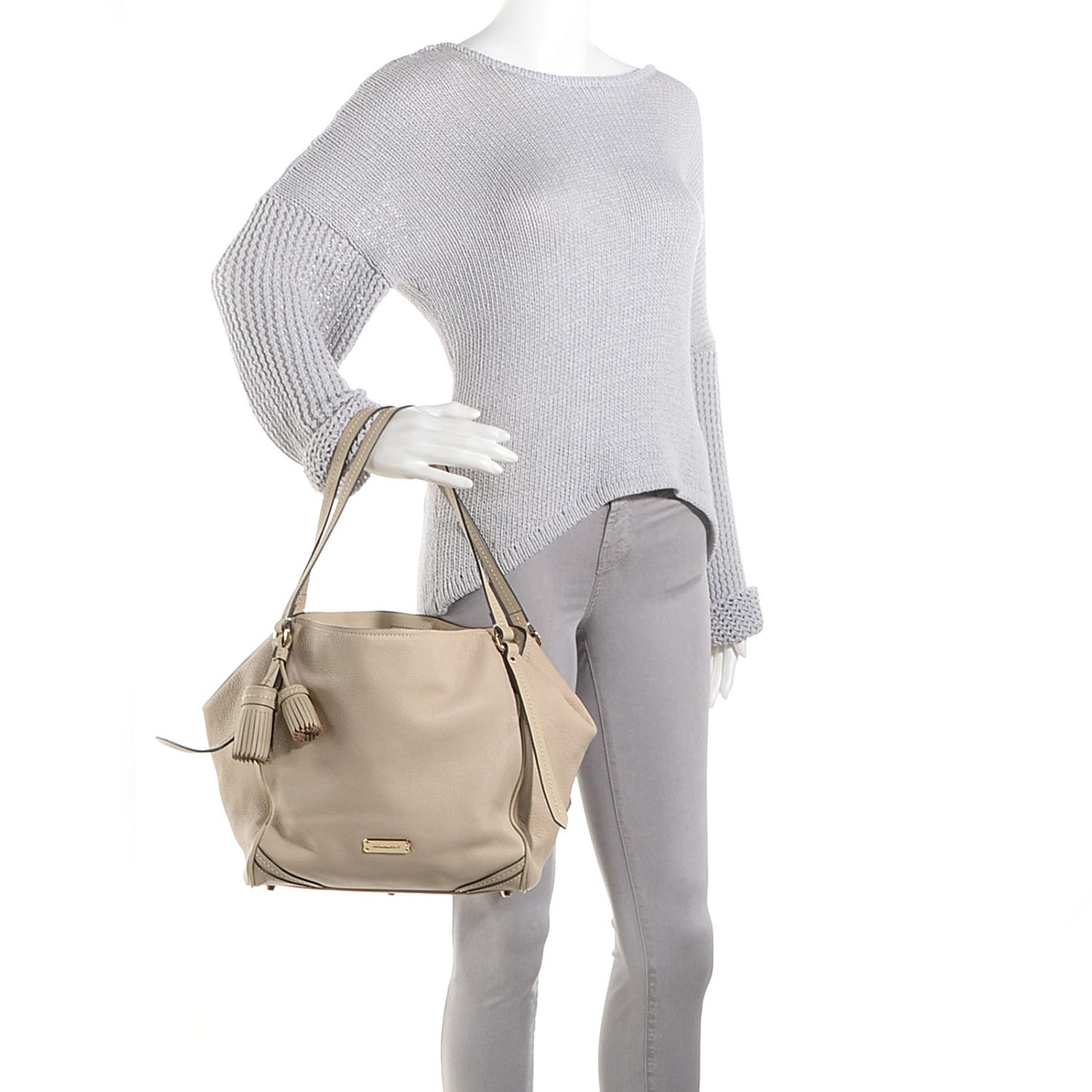 Textured Leather Small Canterbury Tote Beige