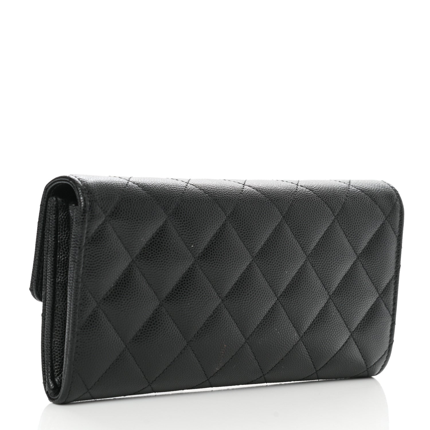 Chanel Caviar Quilted Crystal CC Large Gusset Flap Wallet Black 3 of 10