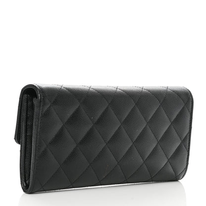 Chanel Caviar Quilted Crystal CC Large Gusset Flap Wallet Black 3 of 10