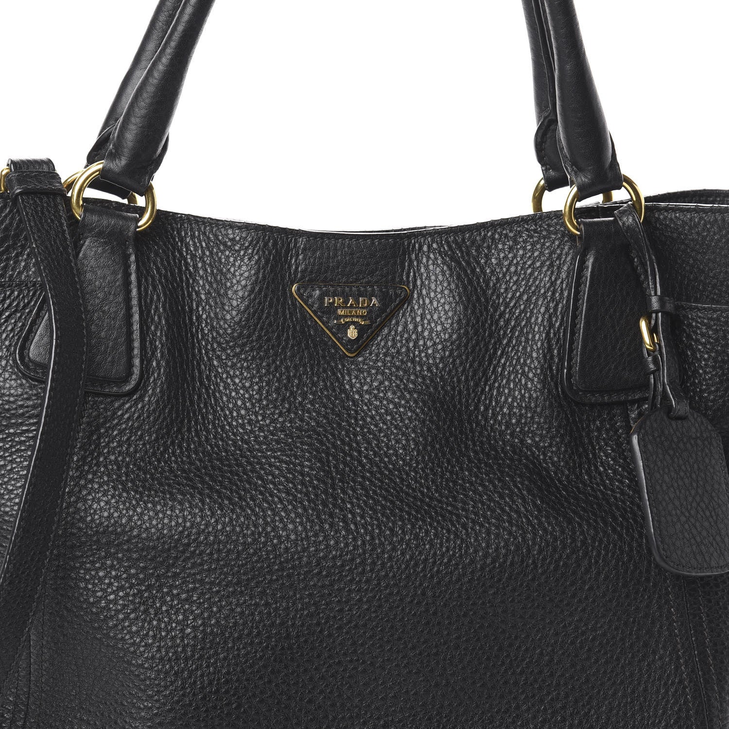 Prada Vitello Daino Side Pocket Tote Black 8 of 10