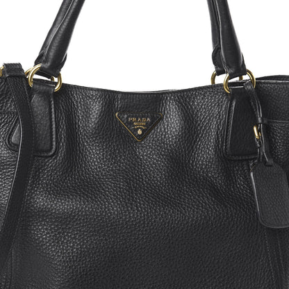 Prada Vitello Daino Side Pocket Tote Black 8 of 10