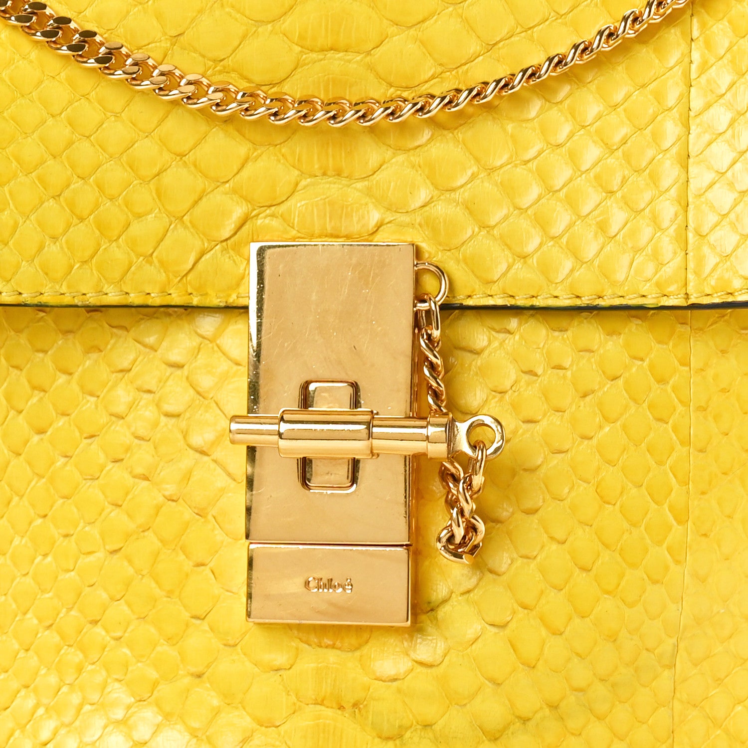 Chloe Snakeskin Mini Drew Shoulder Bag Yellow 7 of 10