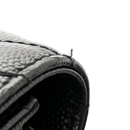 Saint Laurent Grain De Poudre Matelasse Chevron Monogram Monochrome Chain Wallet Black 12 of 13