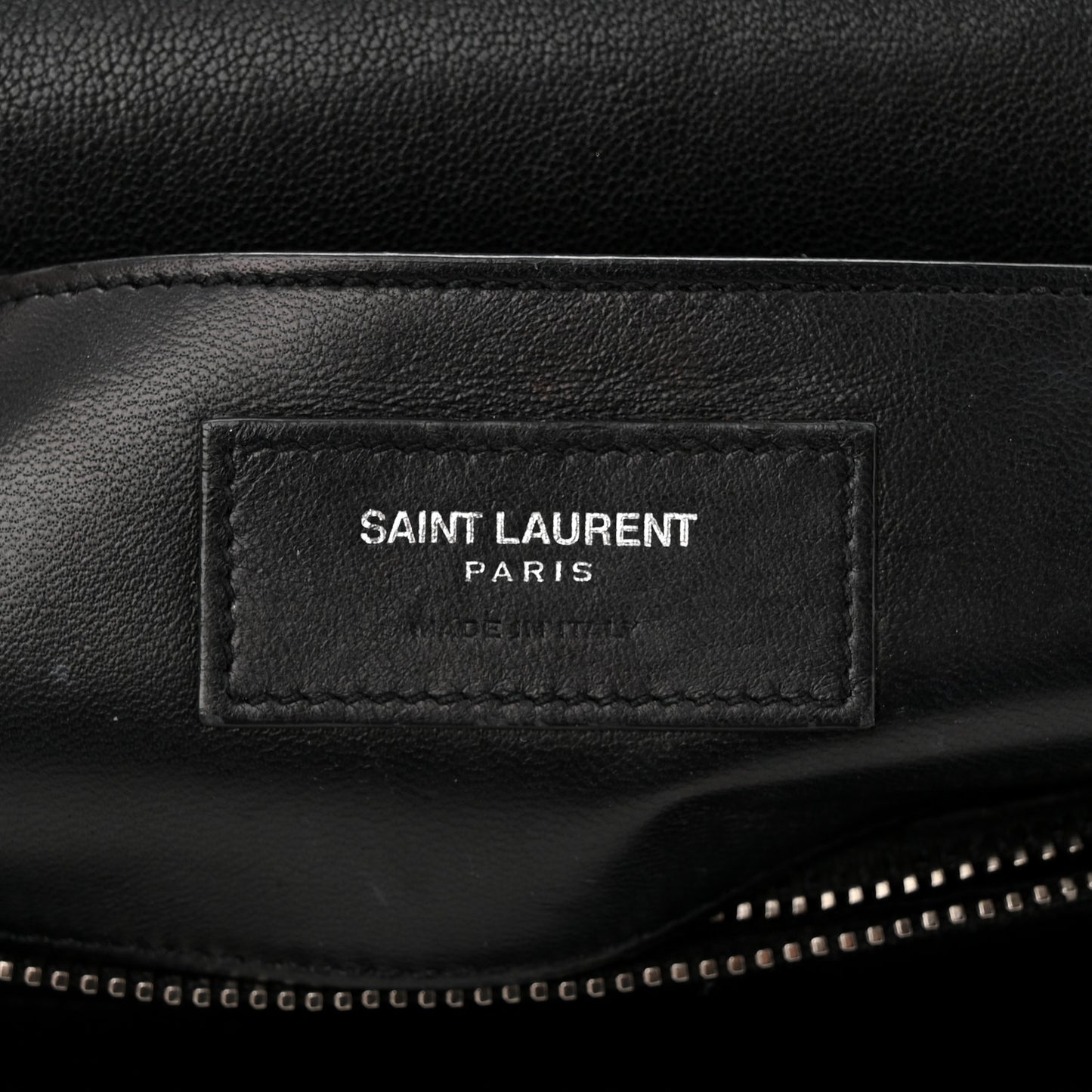 Sheepskin Matelasse Chevron Monogram Large College Satchel Black