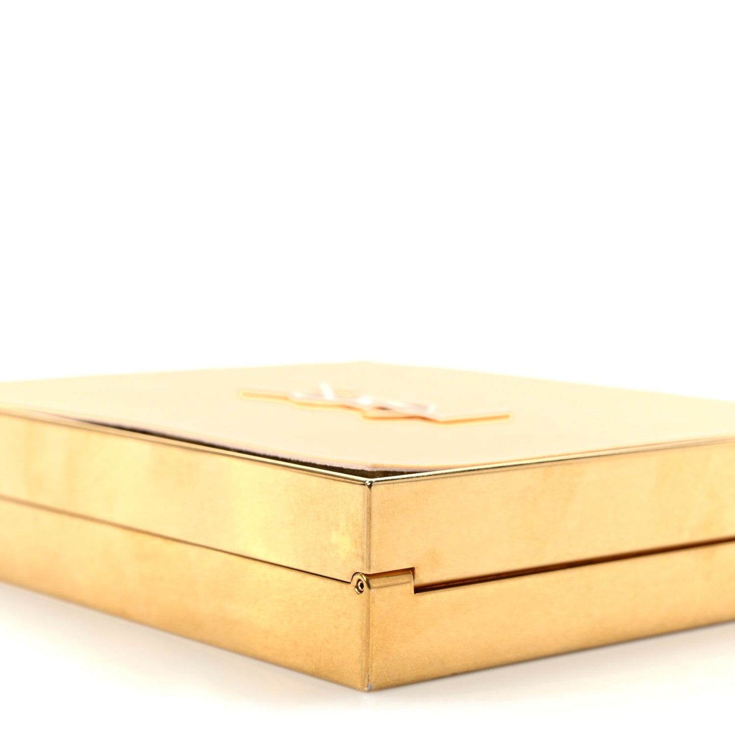 Saint Laurent Plexiglass Monogram Minaudiere Tuxedo Box Clutch Pale Sun Oro Antico 7 of 8