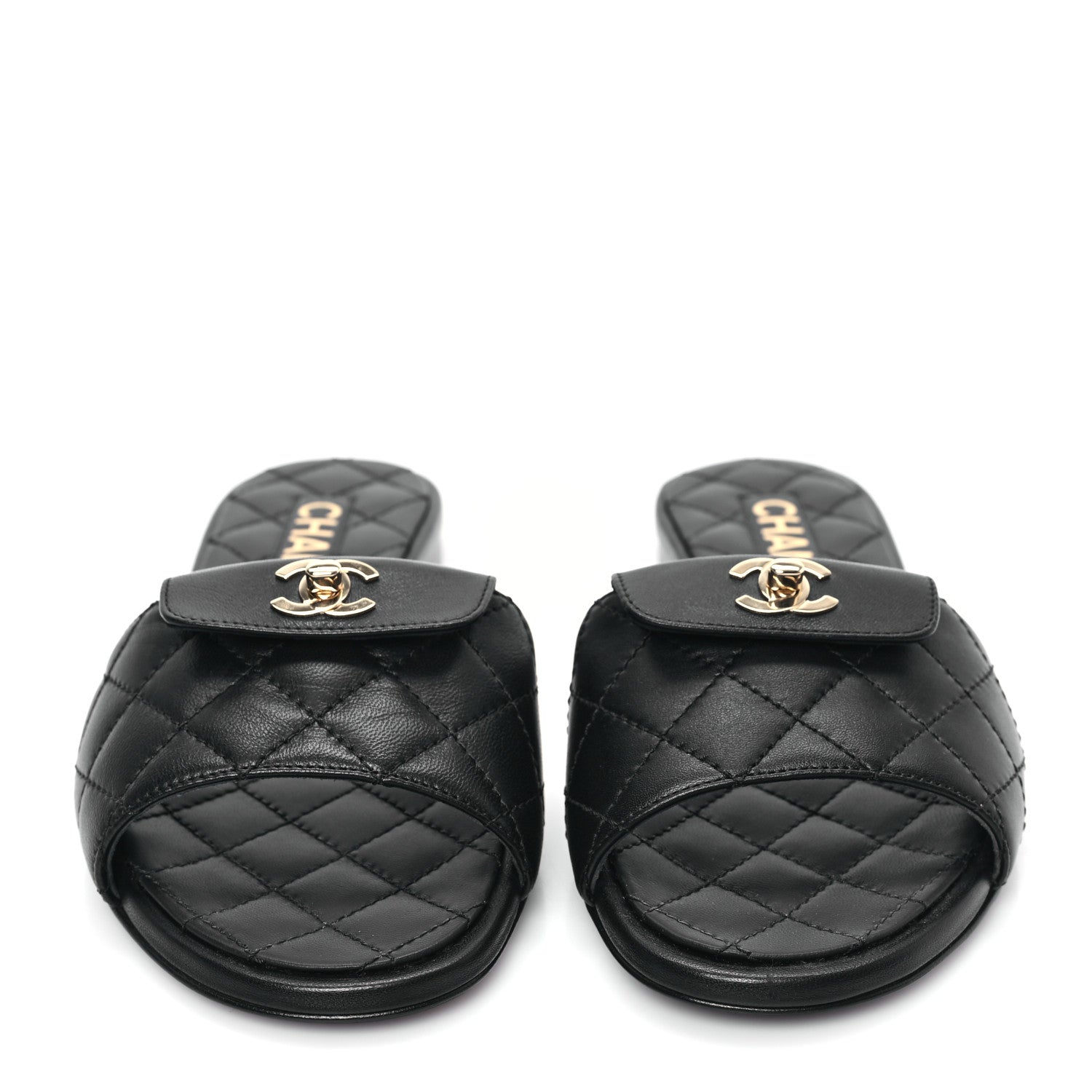 Chanel Lambskin Quilted CC Turnlock Sandals 36 Black 2 of 10