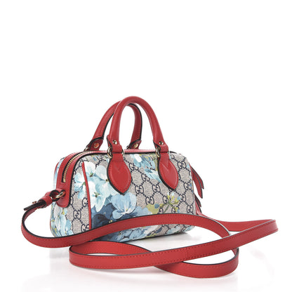 Gucci GG Supreme Monogram Blooms Mini Boston Navy Blue Hibiscus 3 of 10