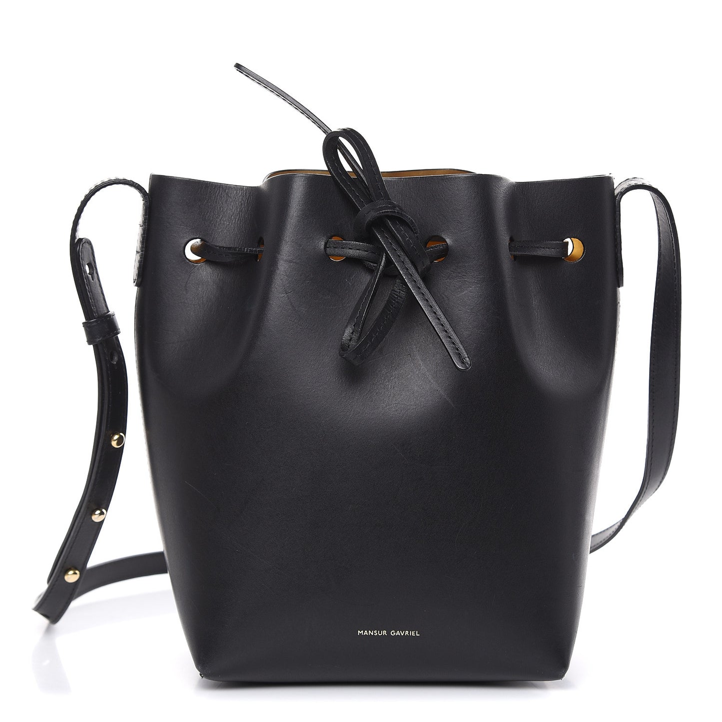 Calfskin Mini Bucket Bag Black Gold
