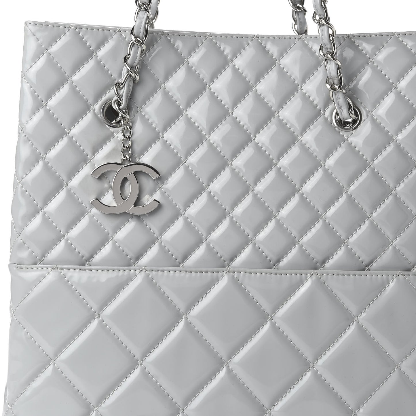 Vinyl Quilted In The Business North South Tote Light Grey