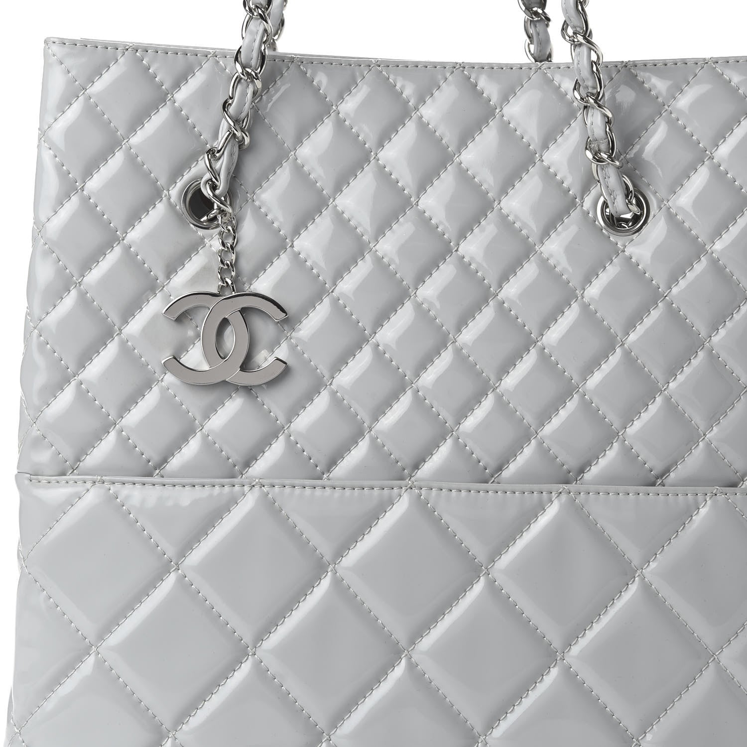 Chanel Vinyl Quilted In The Business North South Tote Light Grey 10 of 10