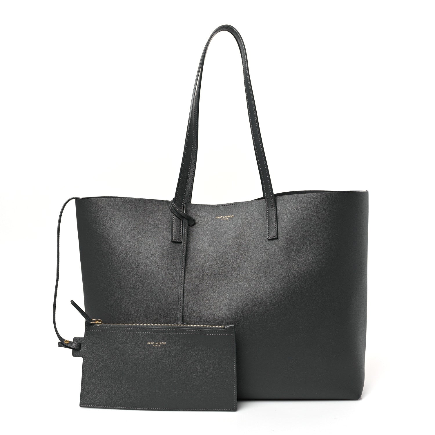 Saint Laurent Calfskin Large Shopping Tote Earth 1 of 12