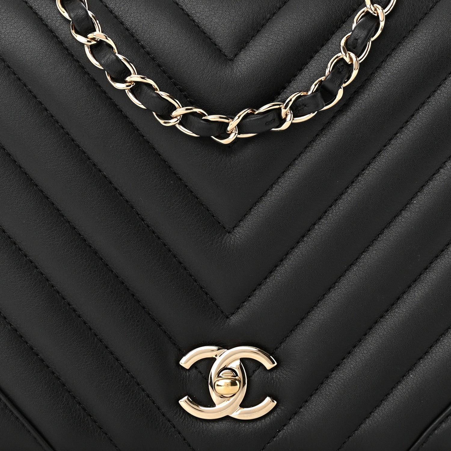 Chanel Calfskin Chevron Quilted Large Statement Flap Black 7 of 12