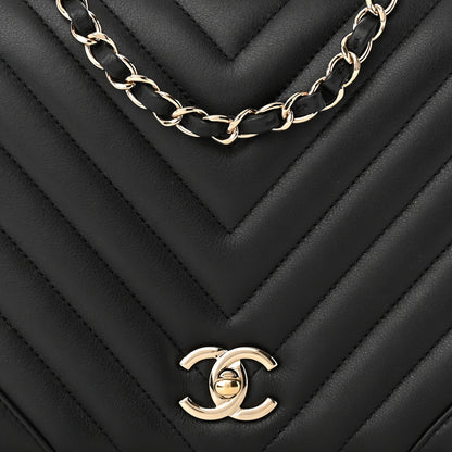 Chanel Calfskin Chevron Quilted Large Statement Flap Black 7 of 12