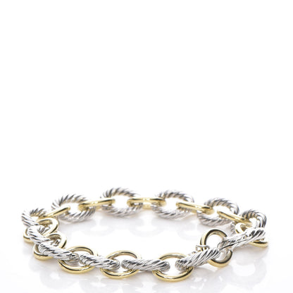 David Yurman Sterling Silver 18K Yellow Gold 10mm Medium Oval Link Bracelet 3 of 6