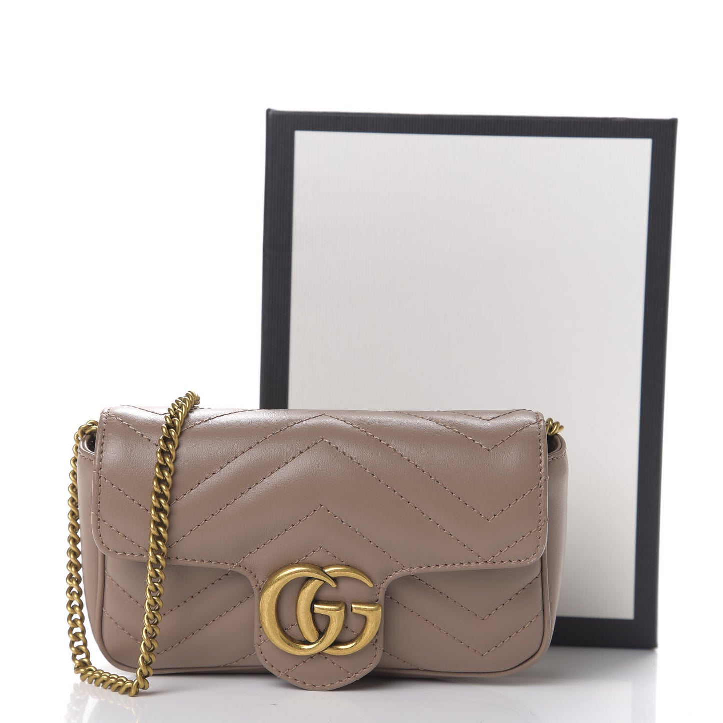 Calfskin Matelasse Super Mini GG Marmont Shoulder Bag Porcelain Rose