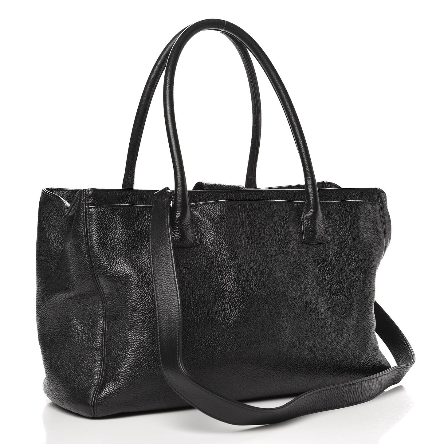 Calfskin Cerf Executive Shopper Tote Black