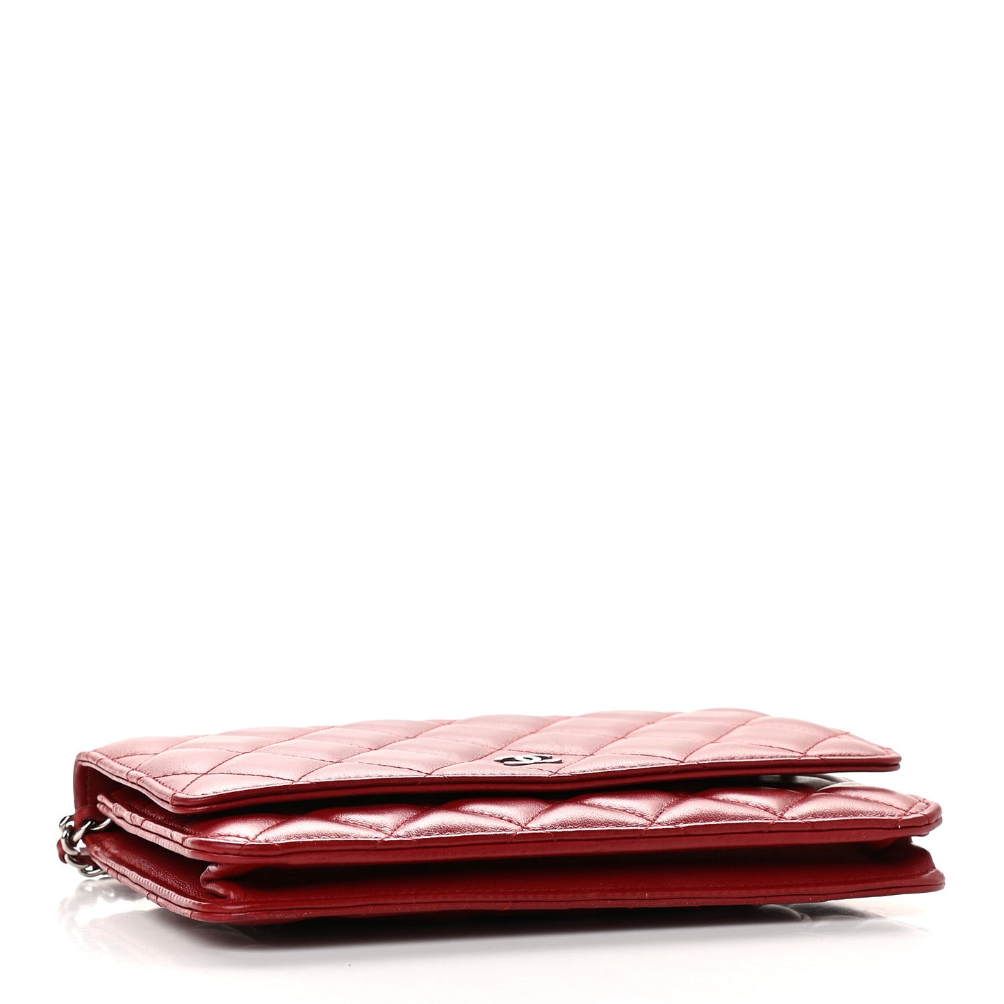 Lambskin Quilted Wallet On Chain WOC Red