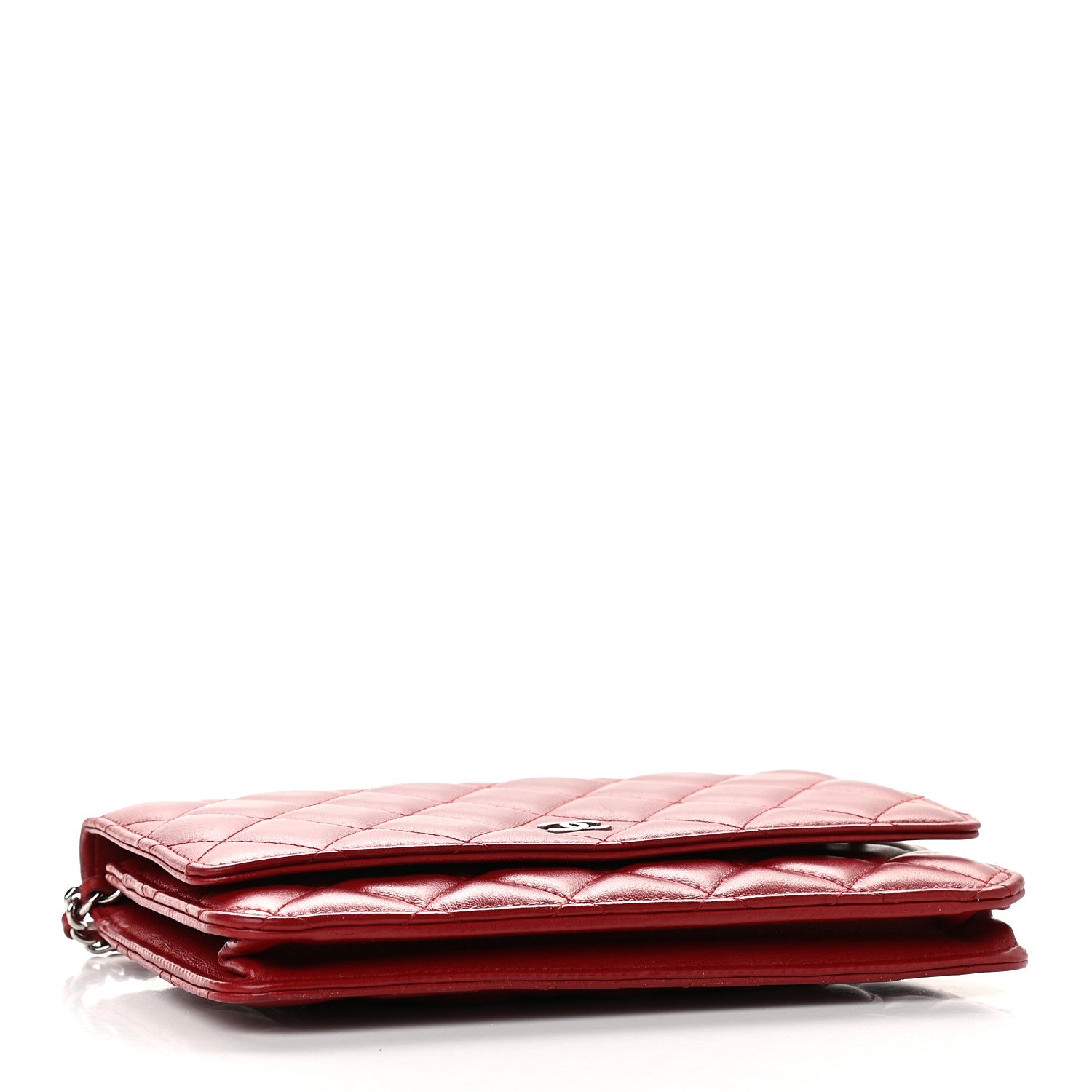 Chanel Lambskin Quilted Wallet On Chain WOC Red 4 of 10