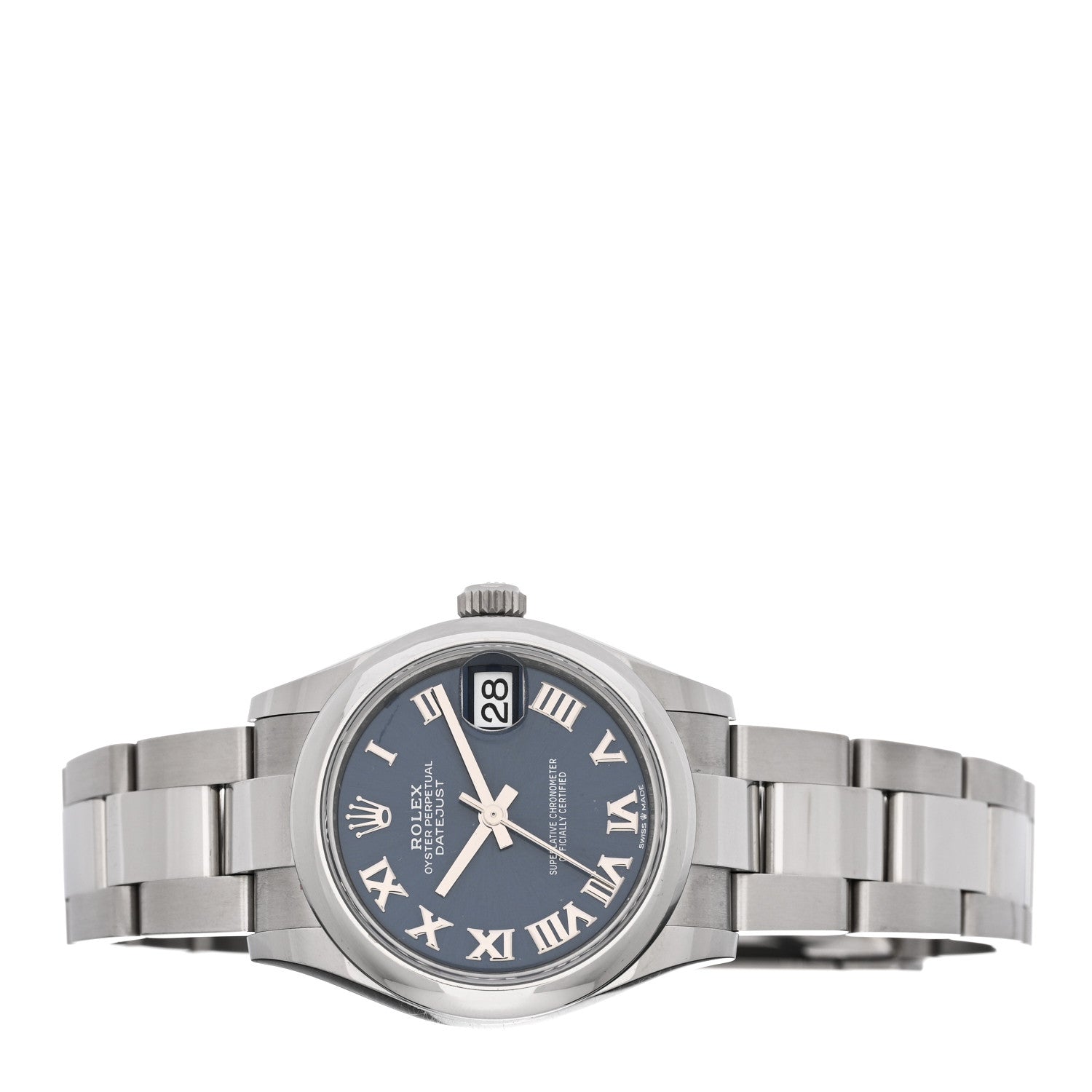 Rolex Stainless Steel 31mm Oyster Perpetual Datejust Watch Bright Blue Roman 278240 2 of 5