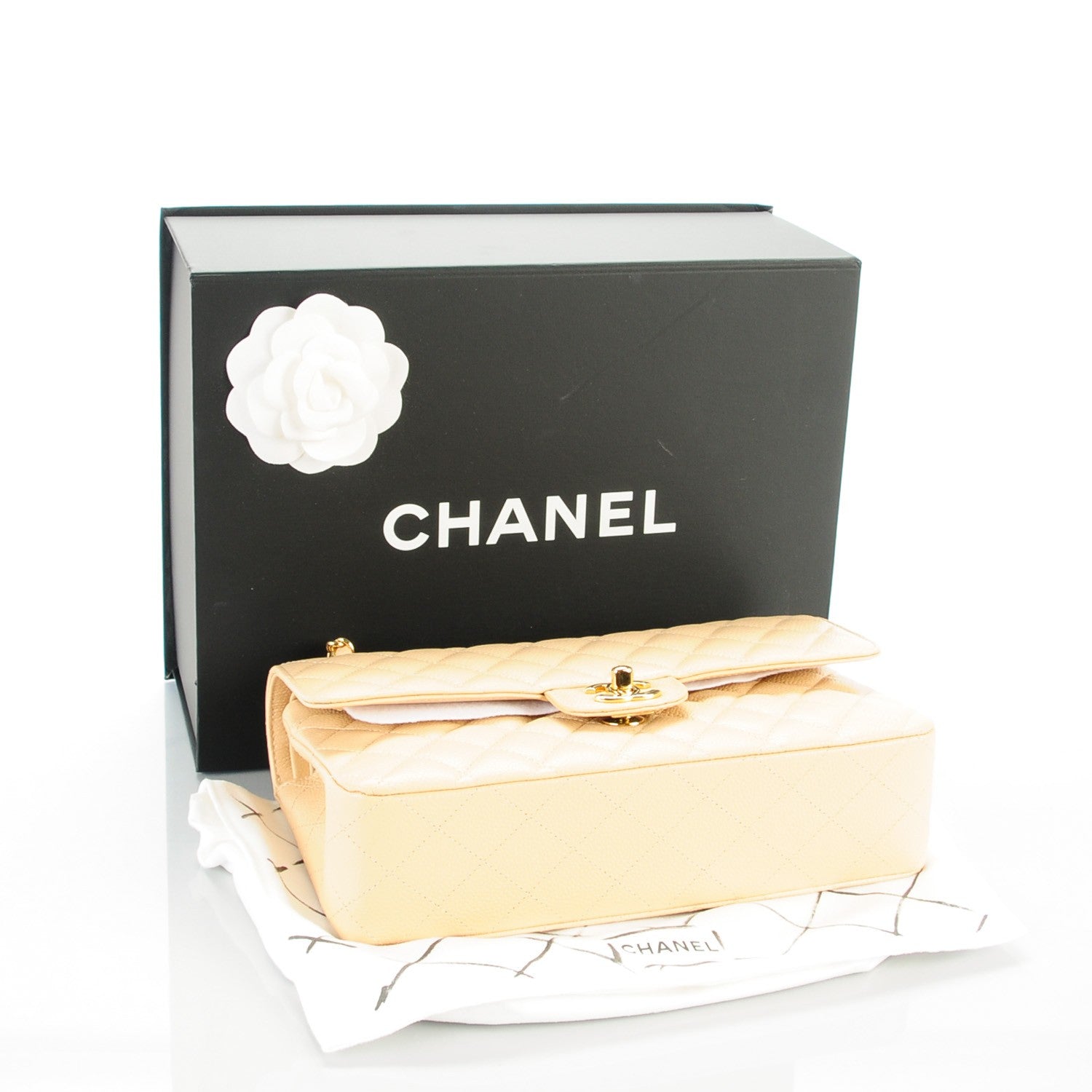 Chanel Caviar Quilted Medium Double Flap Beige Clair 4 of 8