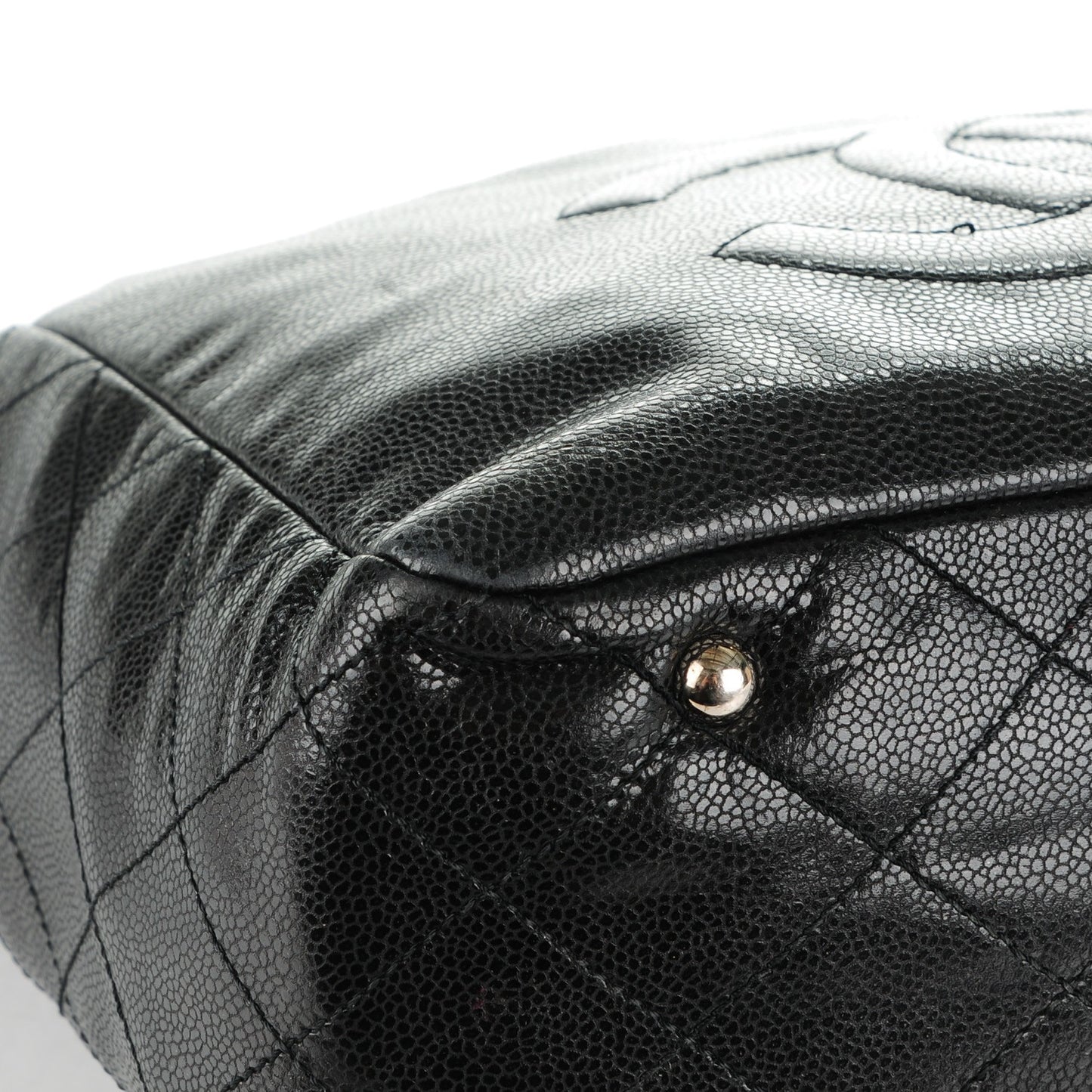 Soft Caviar Large Timeless CC Shopping Tote Black