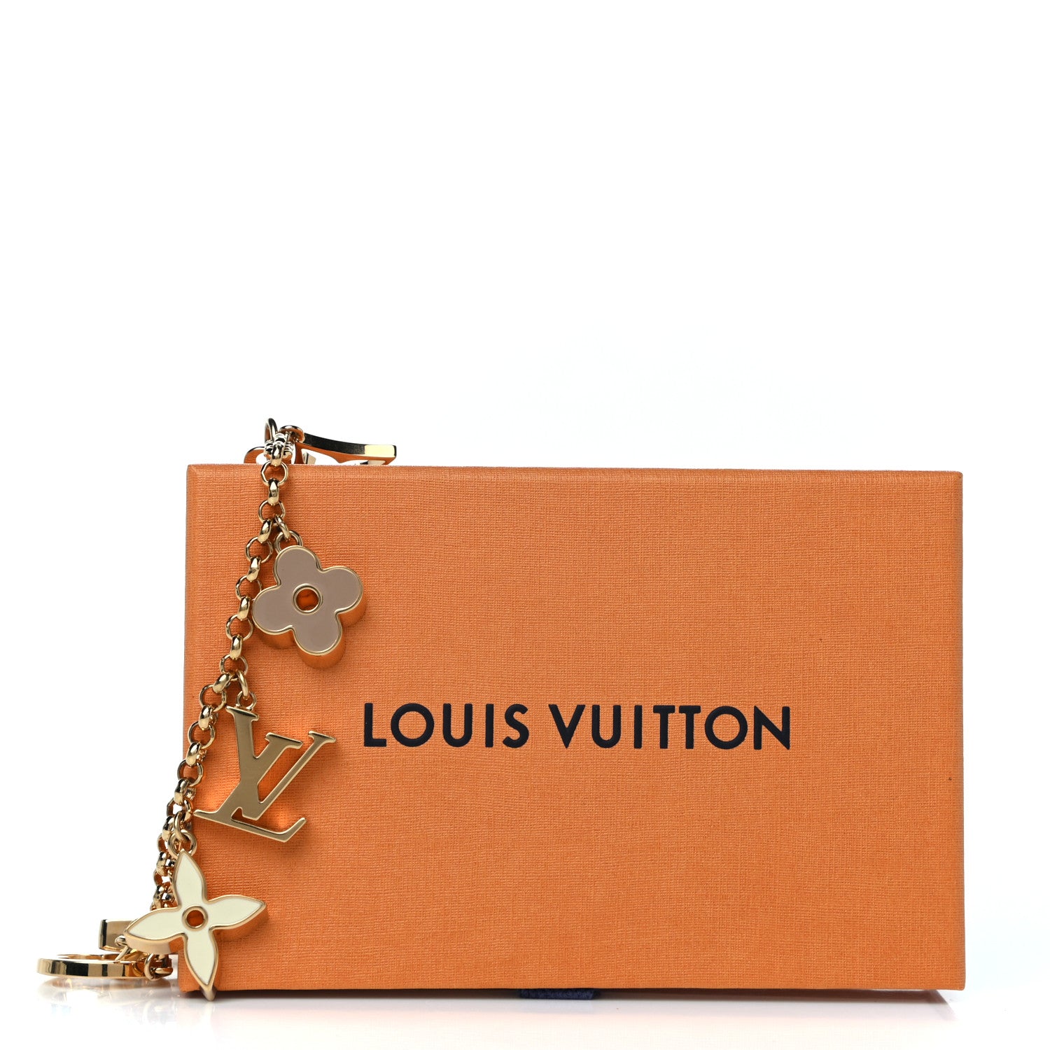 Louis Vuitton Brass Enamel Fleur De Monogram Bag Charm Chain Gold 11 of 11