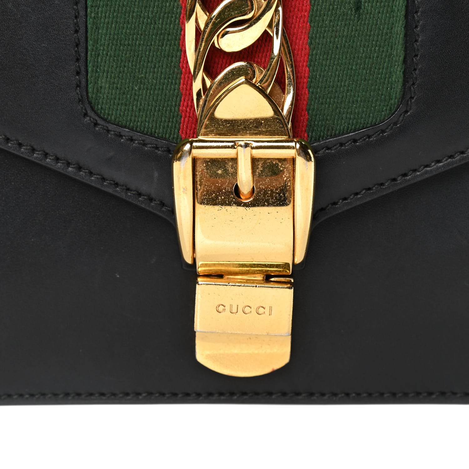 Gucci Calfskin Mini Sylvie Chain Shoulder Bag Black 6 of 7