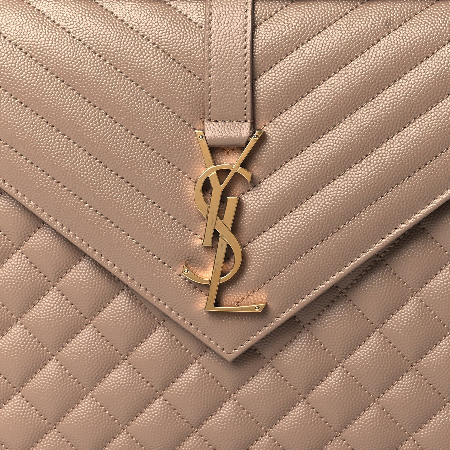 Grain De Poudre Textured Mixed Matelasse Triquilt Large Monogram Satchel Natural Tan