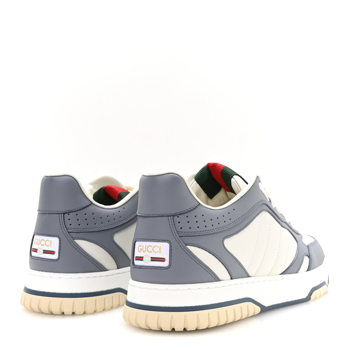 Gucci Sparrow Calfskin Mens Re-Web Sneakers 9.5 Grey White 5 of 9