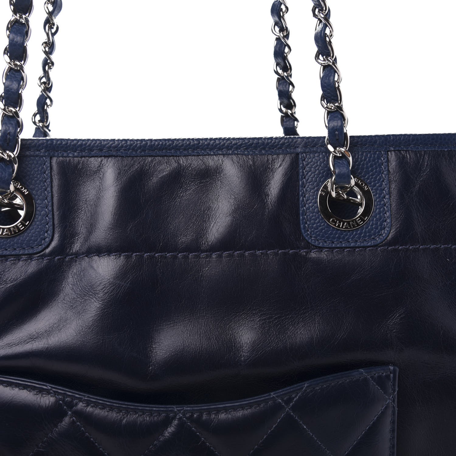 Chanel Glazed Calfskin Small Deauville Tote Blue 12 of 12