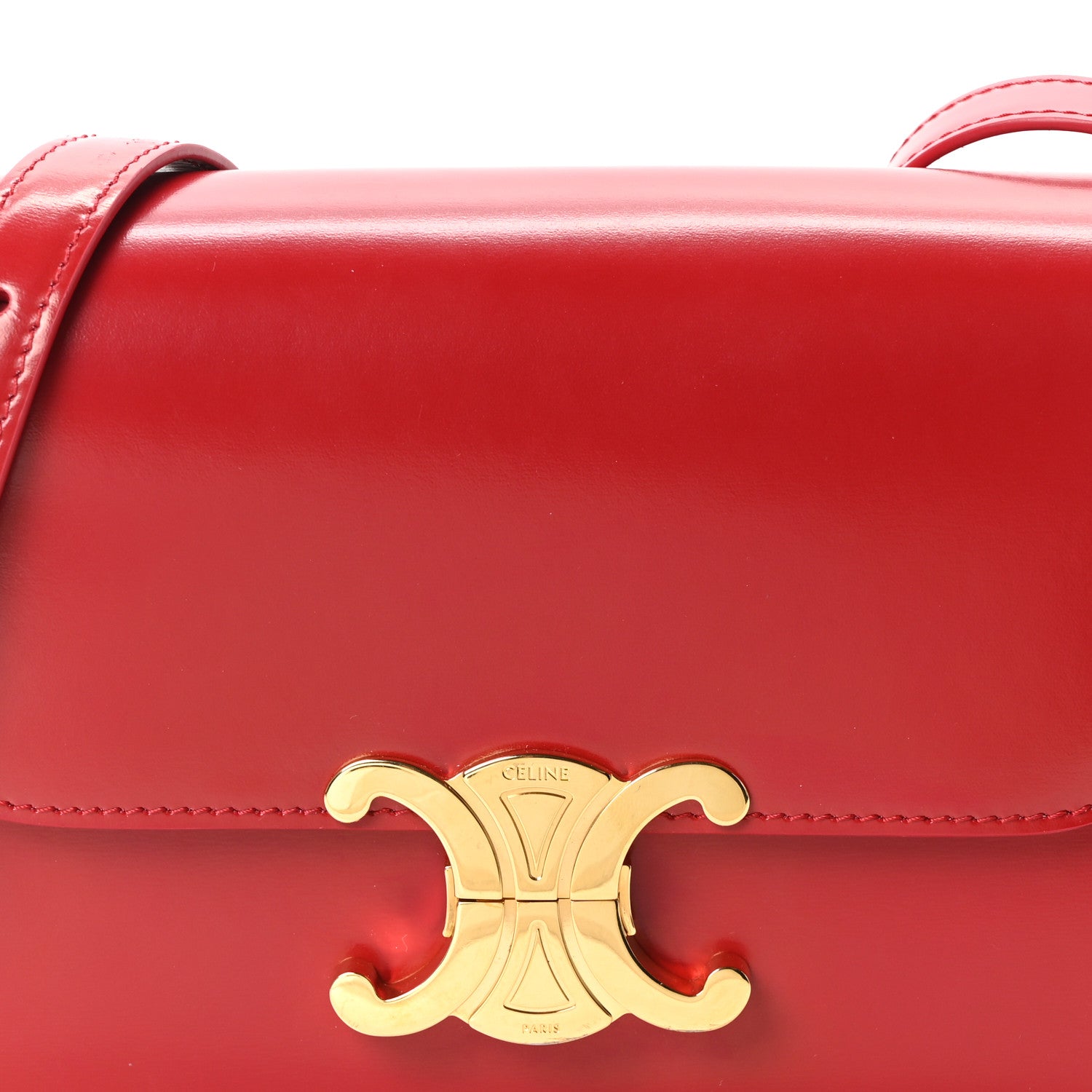 Celine Shiny Calfskin Teen Triomphe Red 8 of 11