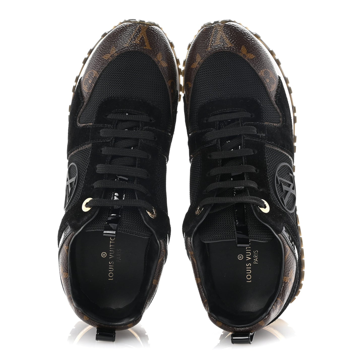 Suede Monogram Run Away Sneakers 38 Black