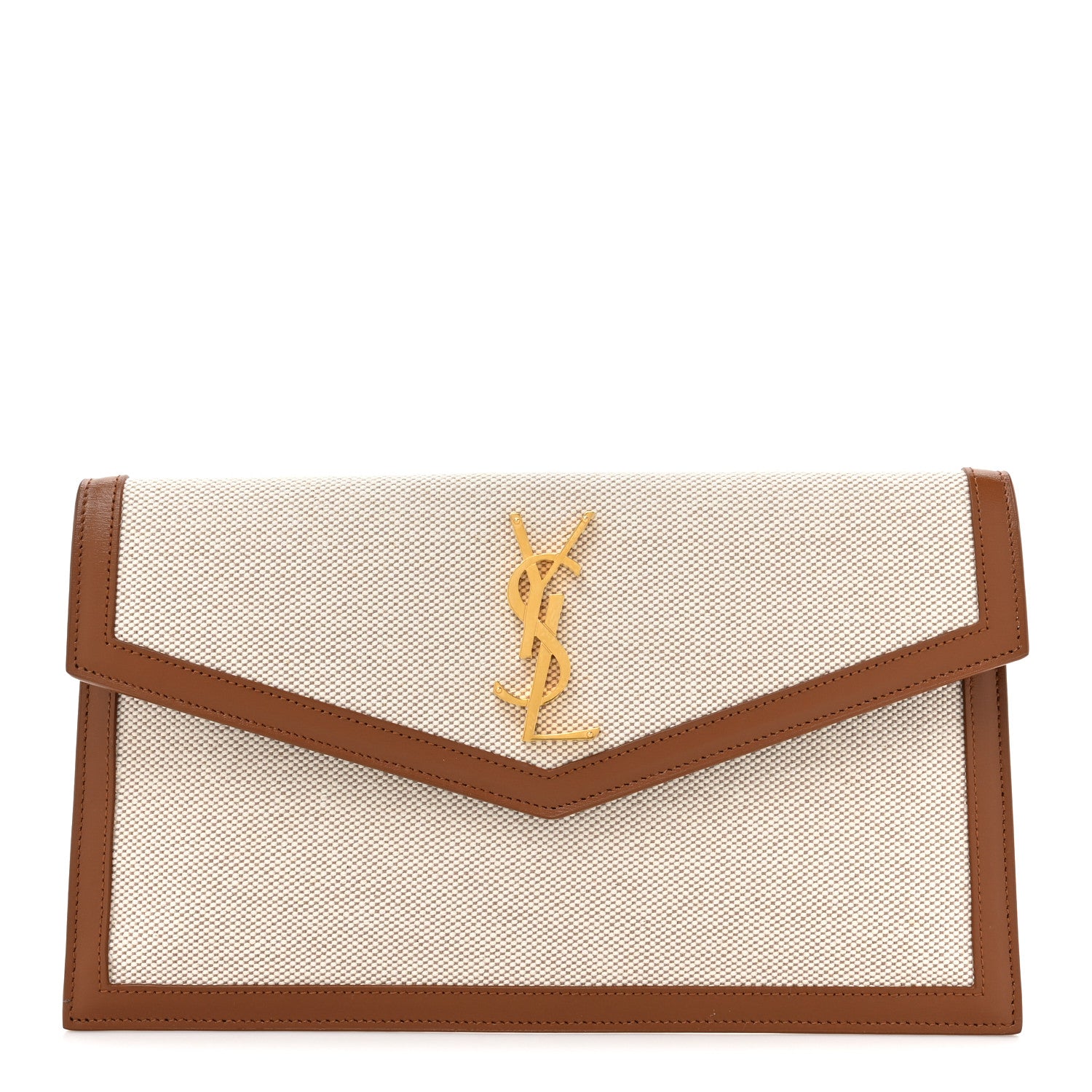 Saint Laurent Canvas Uptown Pouch Natural Beige Brick 1 of 11