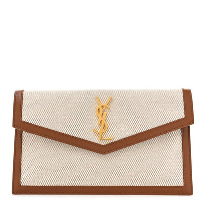 Saint Laurent Canvas Uptown Pouch Natural Beige Brick 1 of 11