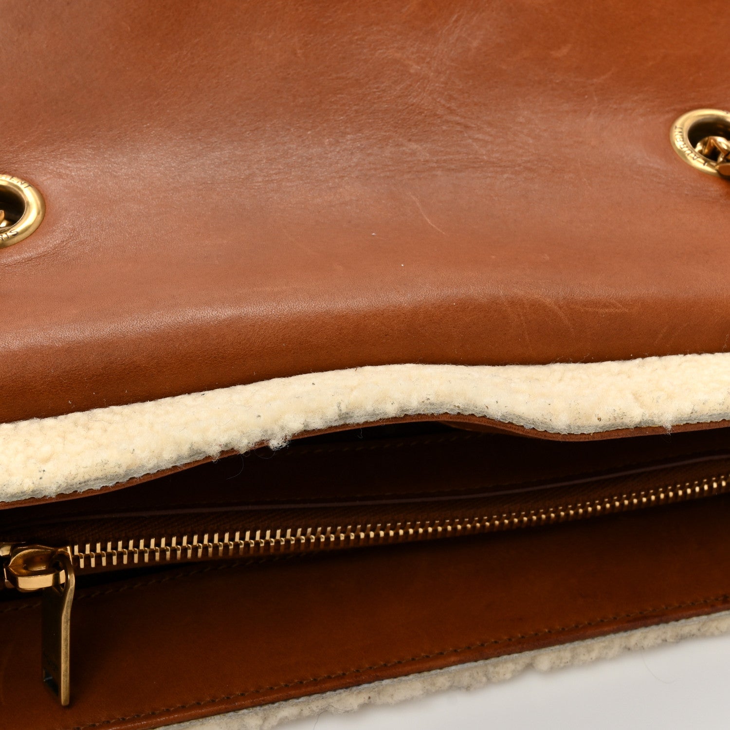 Saint Laurent Shearling Medium Loulou Shoulder Bag Natural 13 of 19