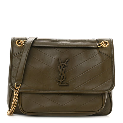 Saint Laurent Lambskin Matelasse Monogram Medium Niki Chain Satchel Seaweed 1 of 10