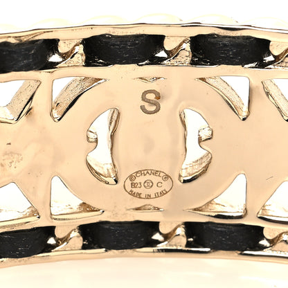 Chanel Lambskin Crystal CC Star Cuff S Bracelet Gold Black 4 of 6