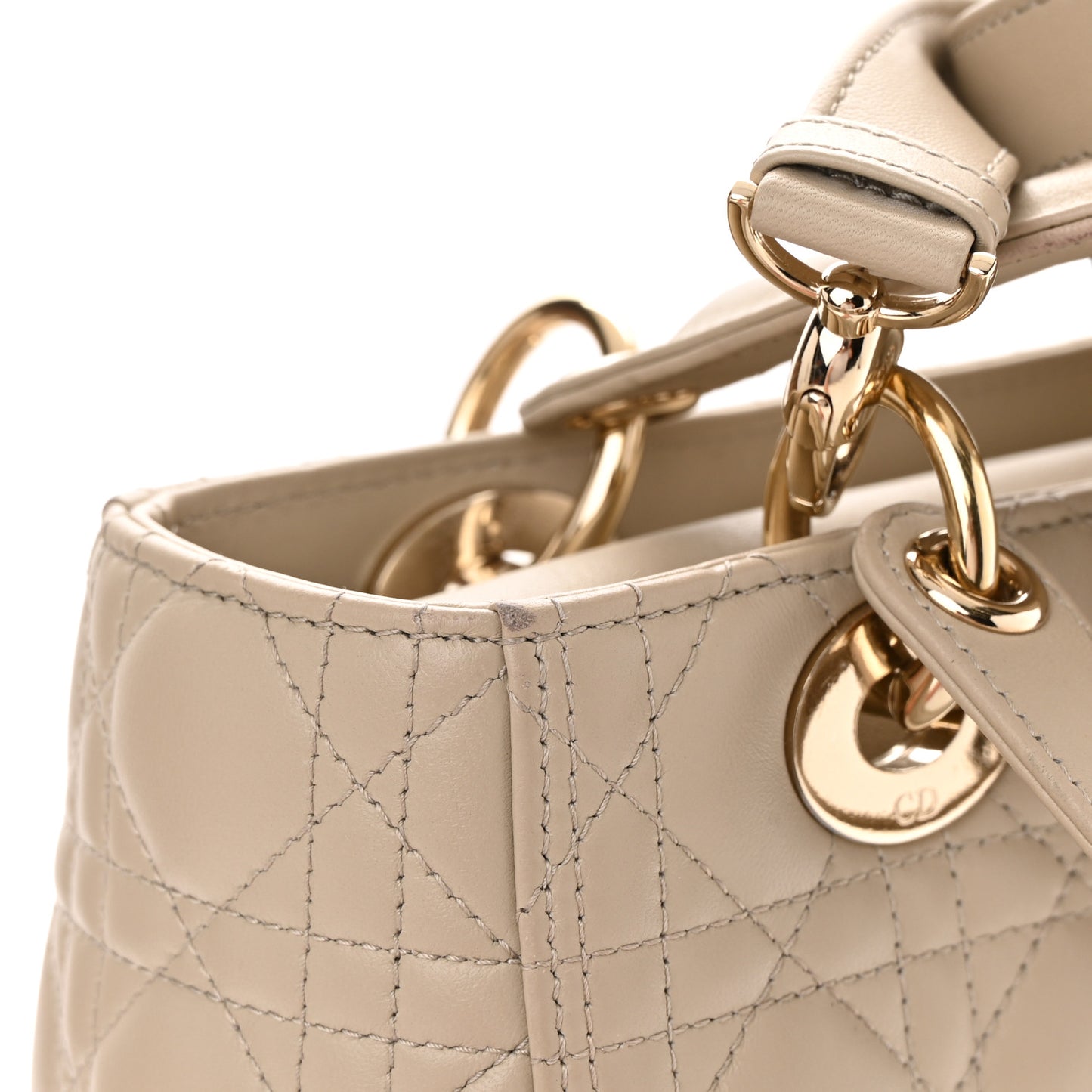 Lambskin Cannage Medium Lady Dior Beige