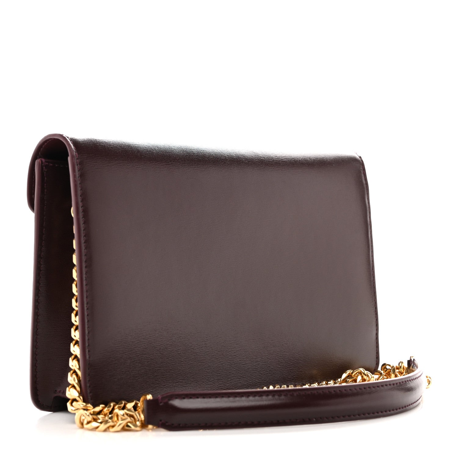 Celine Shiny Calfskin Triomphe Margo Wallet on Chain Burgundy 3 of 11