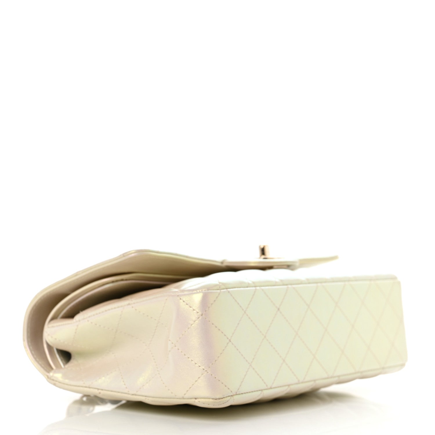 Chanel Iridescent Lambskin Quilted Medium Double Flap Ivory 4 of 12