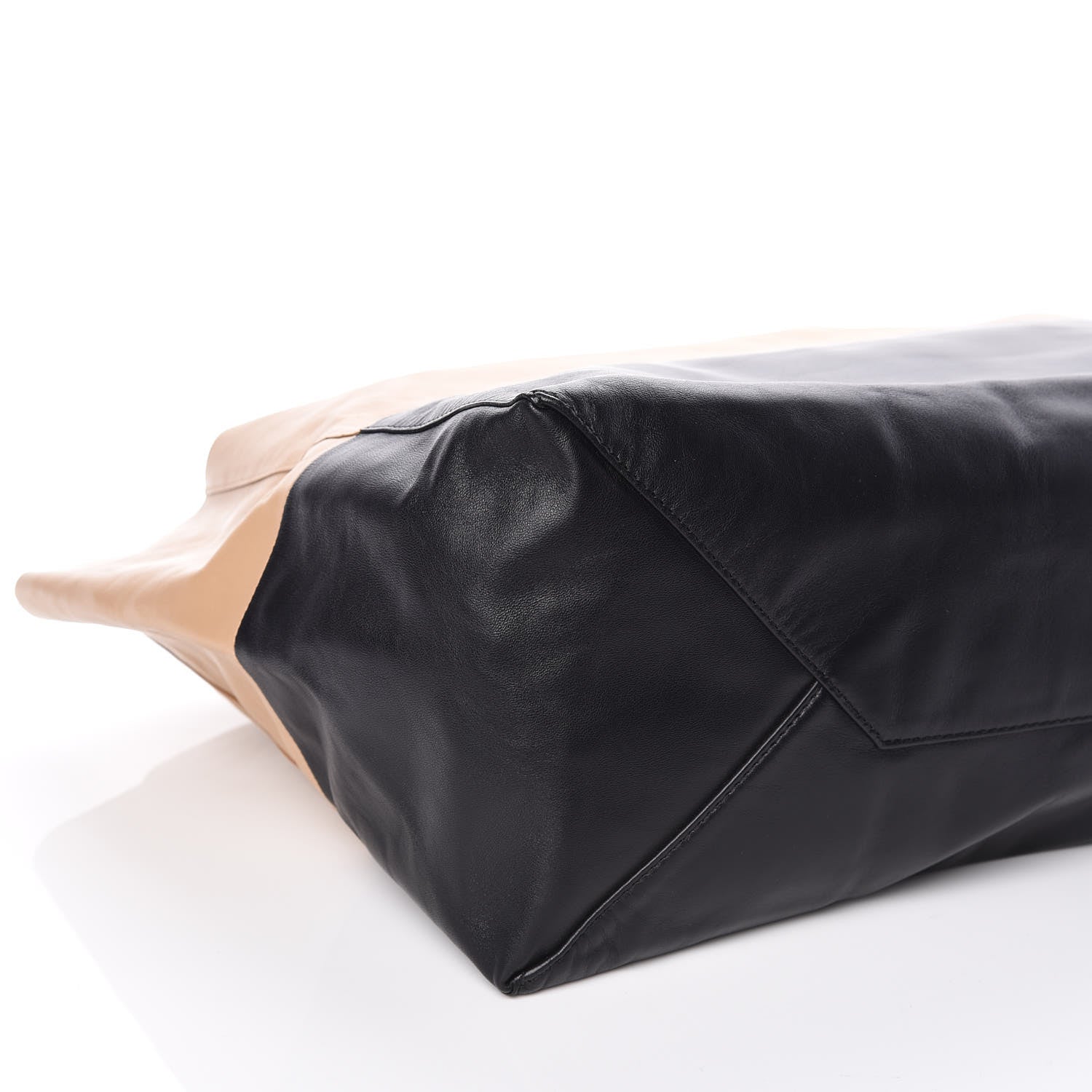 Celine Lambskin Horizontal Bi-Cabas Nude Black 5 of 10
