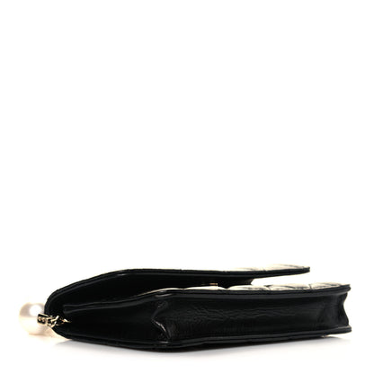 Chanel Calfskin Quilted Maxi Pearls Clutch With Chain Black 3 of 14