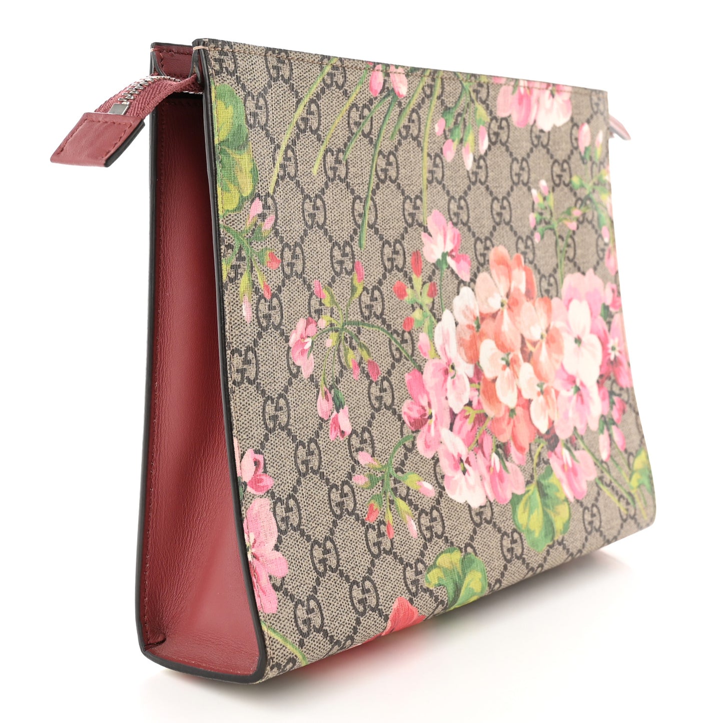 GG Supreme Monogram Blooms Large Cosmetic Case Beige Multicolor Dry Rose